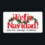 Feliz Navidad with Holly Fraktsedel<br><div class="desc">* Feliz Navidad With Holly av I_Kärlek_Julafton på Zazzle / #Gravityx9 * Anpassa för presentomslagning, lagerhållning eller organisering * Välj teckensnitt stil, teckensnitt färg och lägg till texten utan kostnad för extra. Du kan välja mellan tre storleka alternativ. * Juletikett * Juletiketter för företag * etiketter för julförpackning * Feliz...</div>