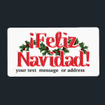 Feliz Navidad with Holly Fraktsedel<br><div class="desc">* Feliz Navidad With Holly av I_Kärlek_Julafton på Zazzle / #Gravityx9 * Anpassa för presentomslagning, lagerhållning eller organisering * Välj teckensnitt stil, teckensnitt färg och lägg till texten utan kostnad för extra. Du kan välja mellan tre storleka alternativ. * Juletikett * Juletiketter för företag * etiketter för julförpackning * Feliz...</div>