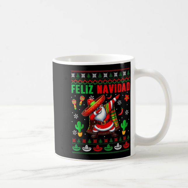 Feliz Navidad Xmas Sweater Santa Sombrero Dabbing  Kaffemugg (Höger)