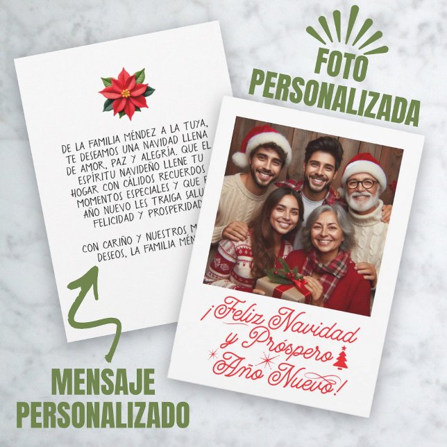 Feliz Navidad y Próspero Año Nuevo con Foto Inbjudningar (Feliz Navidad y Próspero Año Nuevo con Foto Invitation)