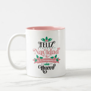 Feliz navidad y välo ano nuevo christmas Två-Tonad mugg