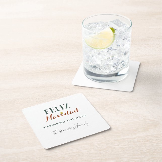 Feliz Navidad y välo ano nuevo Underlägg Papper Kvadrat (Insitu)