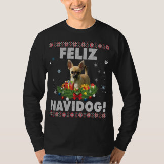 Feliz Navidog Chihuahua Hund Ugly Sweater Santa Ch T Shirt