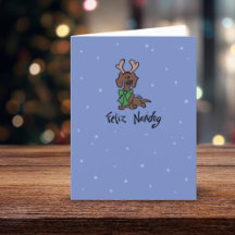 Feliz Navidog Cute Dachshund Reindeer Helgdag Card