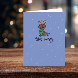 Feliz Navidog Cute Dachshund Reindeer Helgdag Card Helgkort
