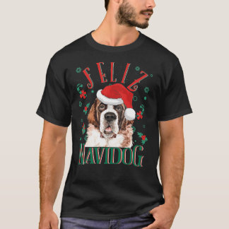 Feliz Navidog Cute Saint Bernard Hund Wearing Chri T Shirt