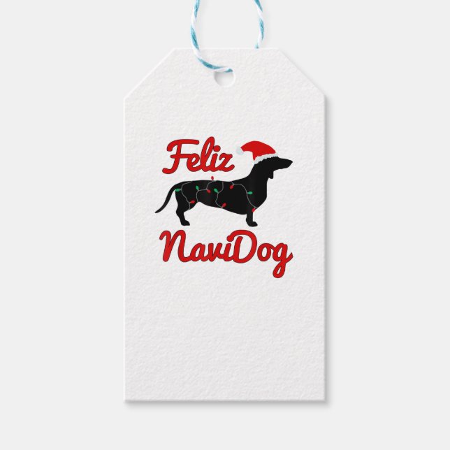 Feliz Navidog Dachshund jul Presentetikett (Framsidan)
