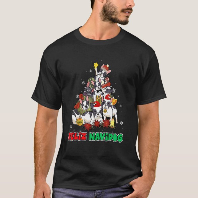 Feliz Navidog Feliz Navidad Christmas Boston Terri T Shirt (Framsida)