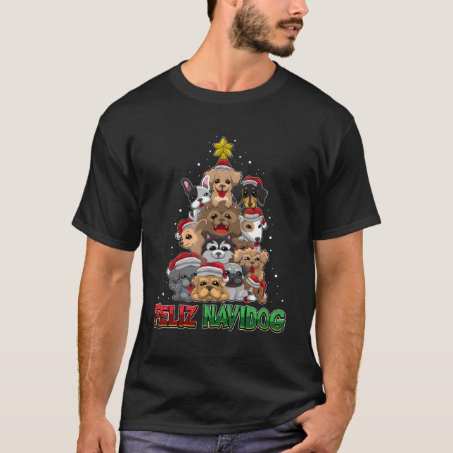 Feliz Navidog - Feliz Navidad - Jul för Hund T Shirt (Framsida)