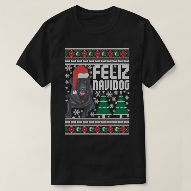Feliz Navidog Funny Feliz Navidad Merry Christmas  T Shirt (Design framsida)
