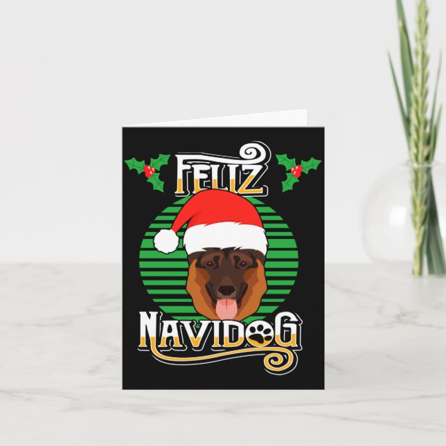 Feliz Navidog German Shepherd Dog Holiday Merry Ch Kort (Framsida)
