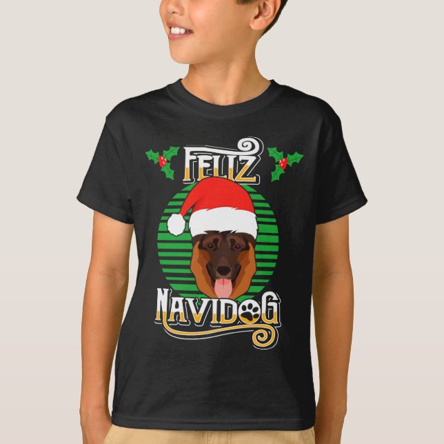 Feliz Navidog German Shepherd Dog Holiday Merry Ch T Shirt (Framsida)