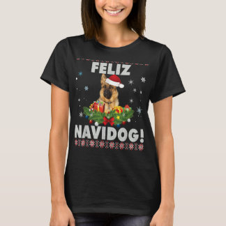 Feliz Navidog German Shepherd Hund Ugly Sweater Ch T Shirt