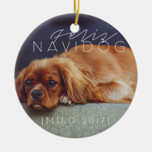 Feliz Navidog helgdagfoto Julgransprydnad Keramik