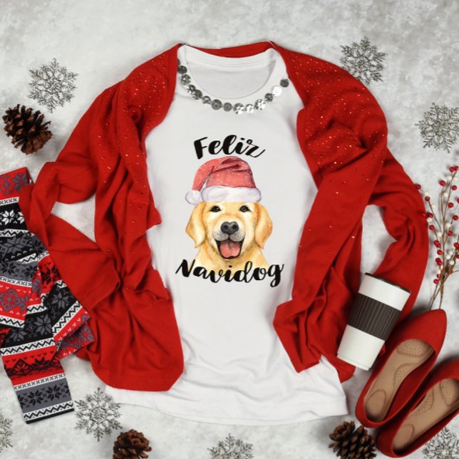 Feliz Navidog jul Golden Retriever T Shirt (Skapare uppladdad)