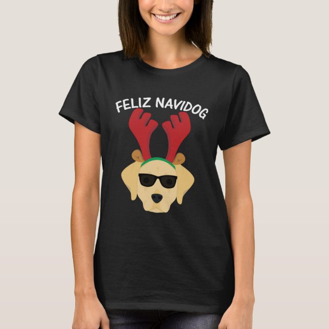 Feliz Navidog Navidad Labrador Retriever Christmas T Shirt (Framsida)