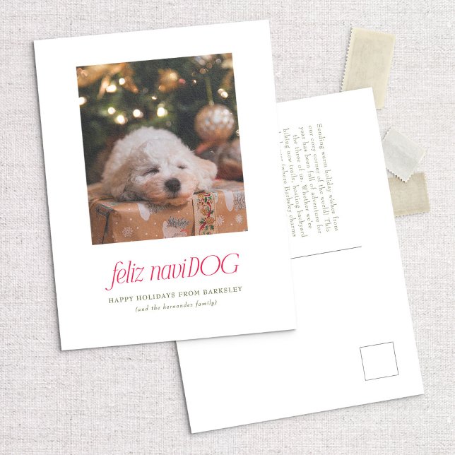 Feliz NaviDog Punny Pet Photo Julvykort Helg Vykort (Skapare uppladdad)