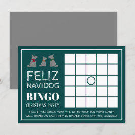 Feliz Navidog, spanska julen Party Bingo Inbjudningar
