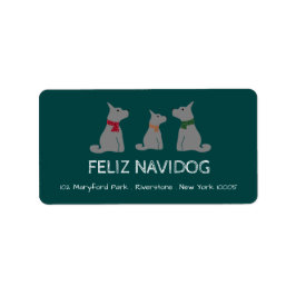 Feliz Navidog, spanska Stil-julen Adressetikett