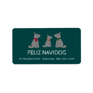 Feliz Navidog, spanska Stil-julen Adressetikett