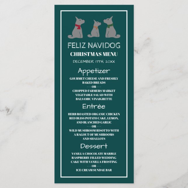 Feliz Navidog, spanska Stil-julmenu Meny (Framsida)