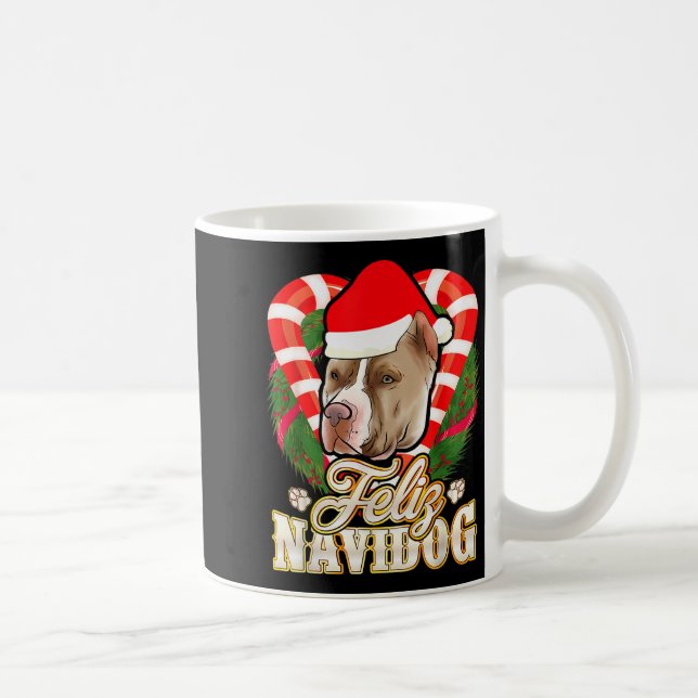 Feliz Navidog Tbull With Santa Claus Hat Ttie Chri Kaffemugg (Höger)