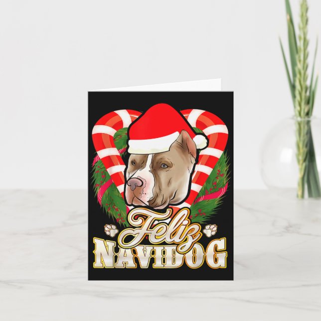 Feliz Navidog Tbull With Santa Claus Hat Ttie Chri Kort (Framsida)