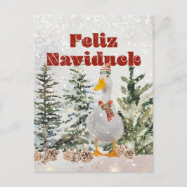 Feliz Naviduck Watercolor Anka Helg Vykort