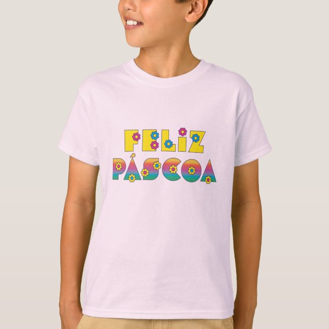Feliz Páscoa com Flores T-shirt (Framsida)