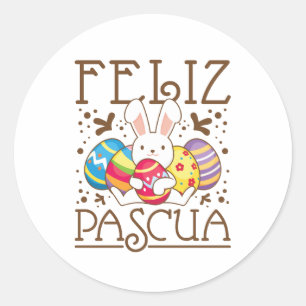 Feliz Pascua Glad påsk spanska Runt Klistermärke
