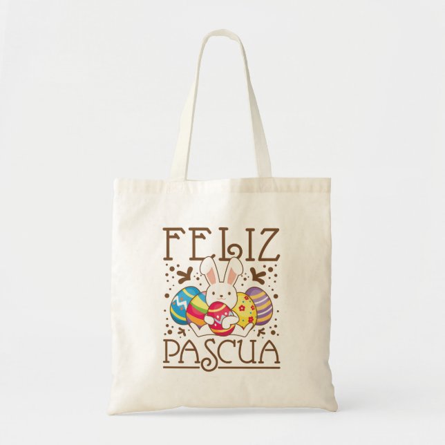 Feliz Pascua Glad påsk spanska Tygkasse (Framsidan)
