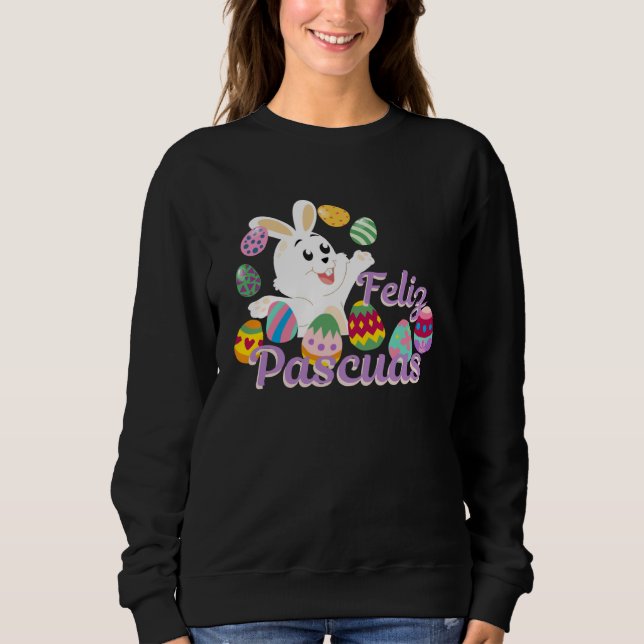 Feliz Pascuas Bunny Happy Easter T Shirt (Framsida)