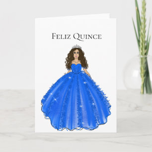 Feliz Quince - Blå Quinceañera Födelsedagskort Kort