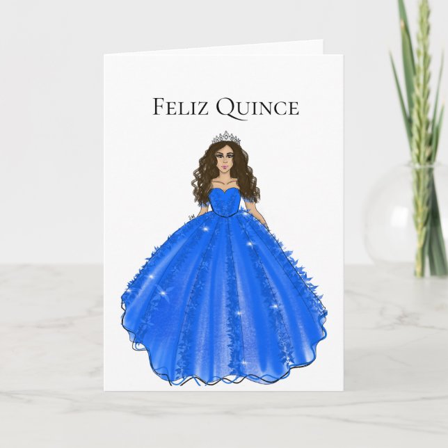 Feliz Quince - Blue Quinceañera Birthday Card  Kort (Framsida)
