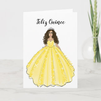 Feliz Quince - Yellow Quinceañera Birthday Card Kort
