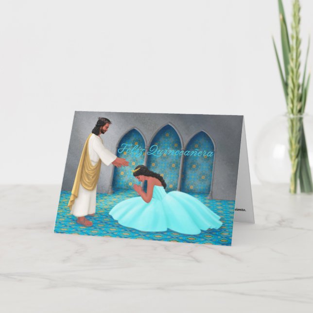 "Feliz Quinceañera." Kort för hälsning (Framsida)