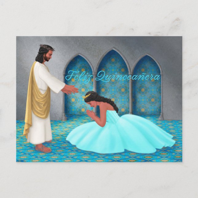 "Feliz Quinceañera." Vykort (Framsida)