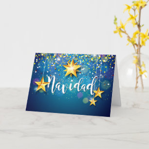 Felize Navidad Guld Stars jul Hälsning Kort