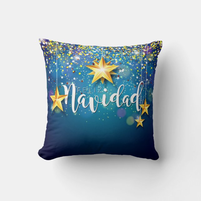 Felize Navidad Guld Stars jul Kudde (Framsida)