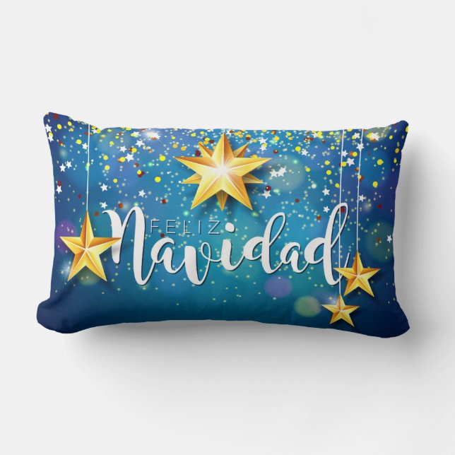 Felize Navidad Guld Stars jul Lumbarkudde (Framsida)