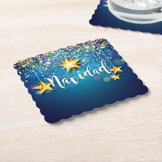 Felize Navidad Guld Stars jul Underlägg Papper (Vinklad)