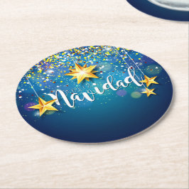 Felize Navidad Guld Stars jul Underlägg Papper Rund