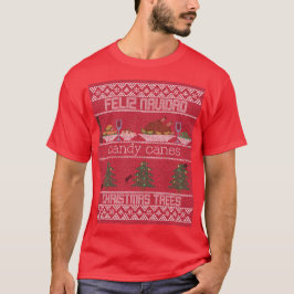 Feliznavidad sockerrör och julgranar t shirt