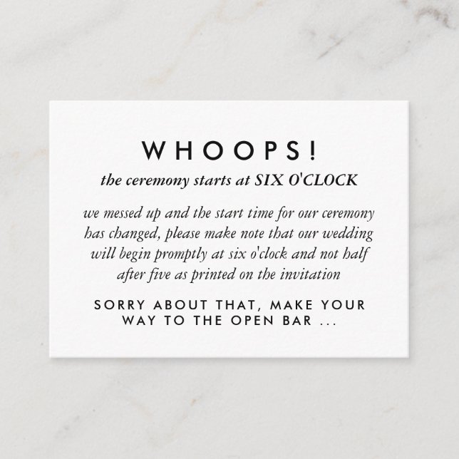 Felkorrigering av det moderna Guld Ringar Bröllop Tilläggskort (Framsida)