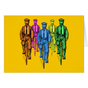 Fellas för vintage fem på cykelillustration hälsningskort