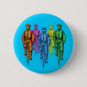 Fellas för vintage fem på cykelillustration knapp