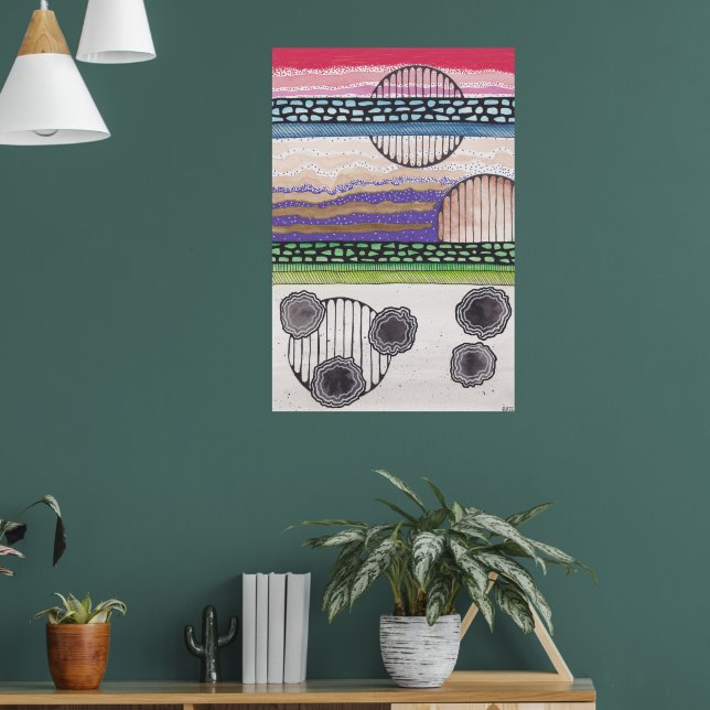 Felläst fantasi, originalfärgning av blandade medi poster (Vardagsrum 1)