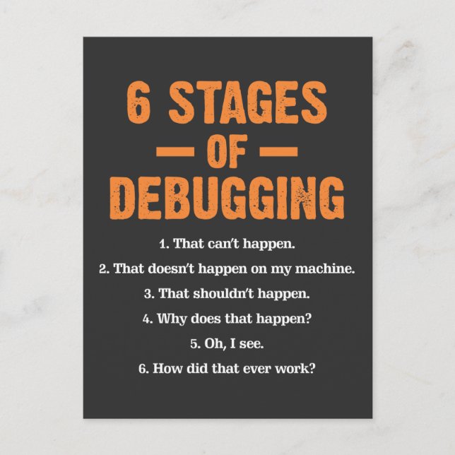Felsökning Kodare Bug Kodning Dator Programmerare Vykort (Framsida)