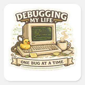 Felsökning Min Livet Rolig Programmerare Klistermä Fyrkantigt Klistermärke