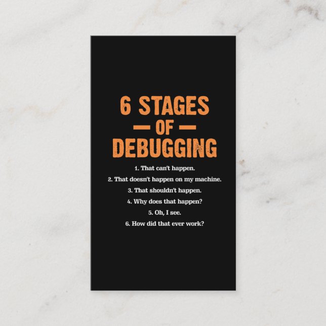 Felsökningskoder Kryp kodning datorprogrammerare Visitkort (Framsida)